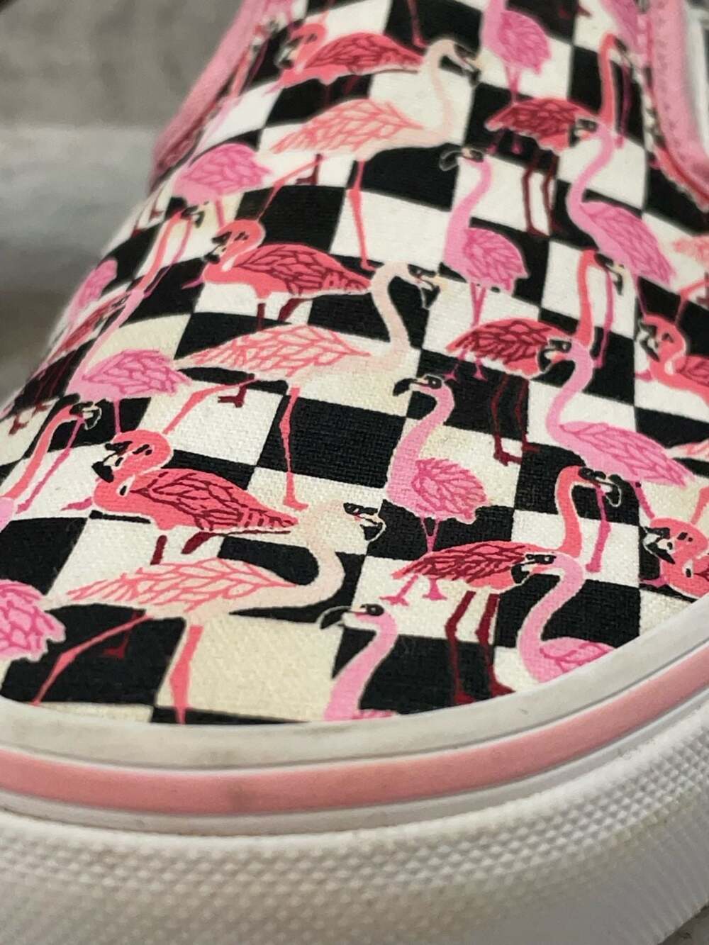 Vans Classic Slip-On Customs Checkered Flamingo Print Shoes - Picture 3 of 11